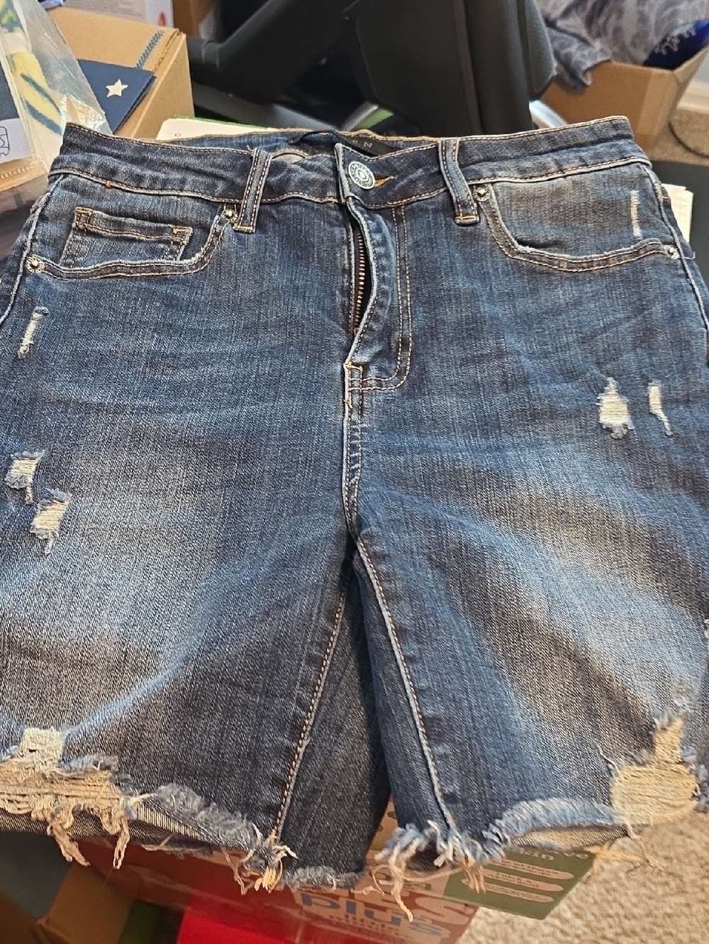 Women’s Distressed Denim Shorts - Blue